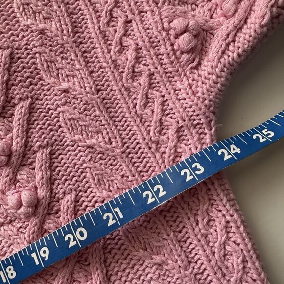 Vintage Express Hand Knitted Sweater Pom Pom Knit Mock Neck Pink Women’s Size M - Picture 10 of 12